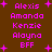 Brown background with pink text listing names and 'BFF' surrounded by small plus signs, displayed in two identical vertical