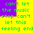 Pixelated green text on yellow and purple background repeats lyrics about music stopping a feeling.