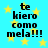 A static image with a bright cyan background filled with yellow stars and black text reading 'te quiero como mela!!!' in four identical blocks arranged in a