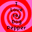 Four identical red and pink spiral patterns with black text reading "I Love My Dog Pepper" arranged in a on a solid pink background