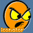 orange circular icons with yellow eyes and black mouths, each displaying a distinct angry expression variation against a blue background