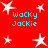 Red background with white stars and cyan text reading "wacky Jackie" in four identical quadrants.