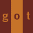 A 48x48 pixel animated contact sheet showing three frames of a text-based animation with orange and brown letter tiles on a gray background.