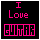 16 square icons with black backgrounds, each displaying "I Love Guitar" text in varying colors and border styles