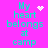 Bright pink background with cyan text reading "My heart belongs at camp" and animated white pixel symbols changing across frames.