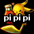 Pixelated yellow cartoon character with red cheeks and black eyes, wearing a red shirt and white shoes, positioned above text on a black background.