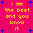 A static pixel art image with bright pink background, yellow text, and blue star shapes.
