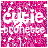 A 48x48 pixel animated contact sheet showing three frames of a pink and white patterned icon with text "cutie brunette" in different styles across the frames.