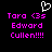 Pixelated text in bright pink on black background with white heart symbol above, repeated twice side-by-side.