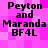 Pixelated text on a pink checkered background with four identical sections of 'Peyton and Maranda BF4L' in black font.