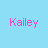 A sequence of six pink text variations spelling 'Kailey' on a light blue background, each with one or two black dots replacing letters in different positions.