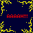 Dark blue background with yellow pixelated lightning bolts and four red 'AAAAH!!!' text blocks.
