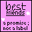 identical pink square icons with 'best friends' text, a promise tagline, and small white stars
