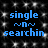 A 4-frame animated contact sheet showing a pixelated blue text animation on a black background with white star-like dots, displaying the phrase "single searchin" with wavy lines between words.