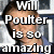 A pixelated image of a person in multiple overlapping poses with text overlay reading 'Will Pouter is so amazing' against a -patterned background