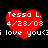 Four red heart-shaped icons with white text reading "Tessa L. 4/23/08" and partial phrase "i love you" on black background.