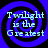 Four identical blue spiral backgrounds with black outlines, each containing light blue text reading "Twilight is the Greatest" in a pixelated font.