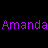 A split-screen pixel art image with 'Amanda' text on both sides, one side black background purple text and the other purple background black text.