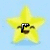 Yellow star-shaped icon with pixelated face on light blue background, static image with no visible animation changes.