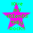 Four identical pink star icons with green text on a cyan background, each displaying 'love my friends they Rock!!' in pixelated font.