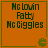 Four orange square with green borders display text 'Mc Lovin Fatty Mc Giggles' and a green Pac-Man icon in the bottom-right corner of each