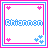 Two side-by-side pixel art frames of a buddy icon with pink and blue borders, hearts, and the name "Ghannon" in contrasting colors.