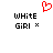 Red pixelated heart symbol above two identical text blocks reading 'WHITE GIRL' with an asterisk, on a white background.