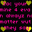 Pixelated text and heart symbols in pink, yellow, and green on black background with animated color shifts between frames.