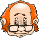 A cartoon character with orange hair and glasses displays nine distinct facial expressions in a on gray background
