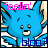Pixelated blue cartoon character with closed eyes and mouth, wearing striped shirt, pink 'feelin'' text above, blue 'bloop?' text below.