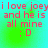 Red text on a green-to-cyan gradient background reads "i love joey and he is all mine : D" with pixelated appearance.