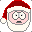 Pixelated Santa Claus head with red hat, white beard, and pink cheeks in six distinct facial expressions on gray background.