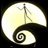 Static pixelated icon featuring a stylized yin-yang symbol with a spiral pattern and a sailboat mast silhouette against a gradient background.