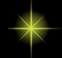 Yellow starburst with eight rays on black background, showing animation variation