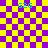 Yellow and purple checkered background with four cyan 'G2G' text elements, two brown overlays on the right side