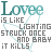 repeated text-based icons featuring 'Lovee' in teal, with a heart outline and the phrase 'is like LIGHTING STRUCK ONCE AND BABY it KILLS' in gray and blue