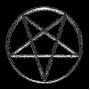 A sequence of silver pentagram symbols within circular frames transitioning through various states from complete to fragmented and back.