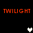 Pixelated red text "TWILIGHT" appears four times on a black background with three pixel hearts in different positions.