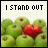 12 shows a static image of green apples with one red apple, each displaying the text "I STAND OUT" in varying color schemes