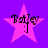 Four identical pink star-shaped icons with black text 'Baley' and a period on a solid purple background, arranged in a