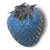 A pixelated blueberry with dark gray top and blue gradient body on white background.