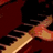 Pixelated image of a figure with dark hair and light skin holding an orange object against a deep red background.