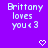 Purple background with repeated white text 'Brittany loves you <3' and changing white symbols above each text block.