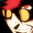 A pixelated contact sheet showing two frames of an animated icon featuring a cartoon character with red hair and yellow eyes alongside text reading "Anime IM" and "COM" on a black background.
