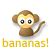 Animated monkey icon with yellow text below, showing sequential changes in text and tail position