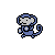 Pixel art monkey in blue and white poses across five , showing varied expressions and actions on gray background
