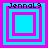 Four square display a pixelated animation of nested squares in cyan and magenta with 'JennaL9' text above each