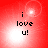 Red background with white light effects and black text reading 'i love u!' in four quadrants.