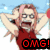 Pixelated anime-style character with pink hair and red top, showing distressed expression across four