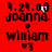 Red background with black text and symbols showing date, name, heart, and number in four identical